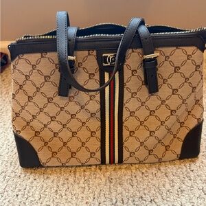 Stylish Tan and Black Tote Bag